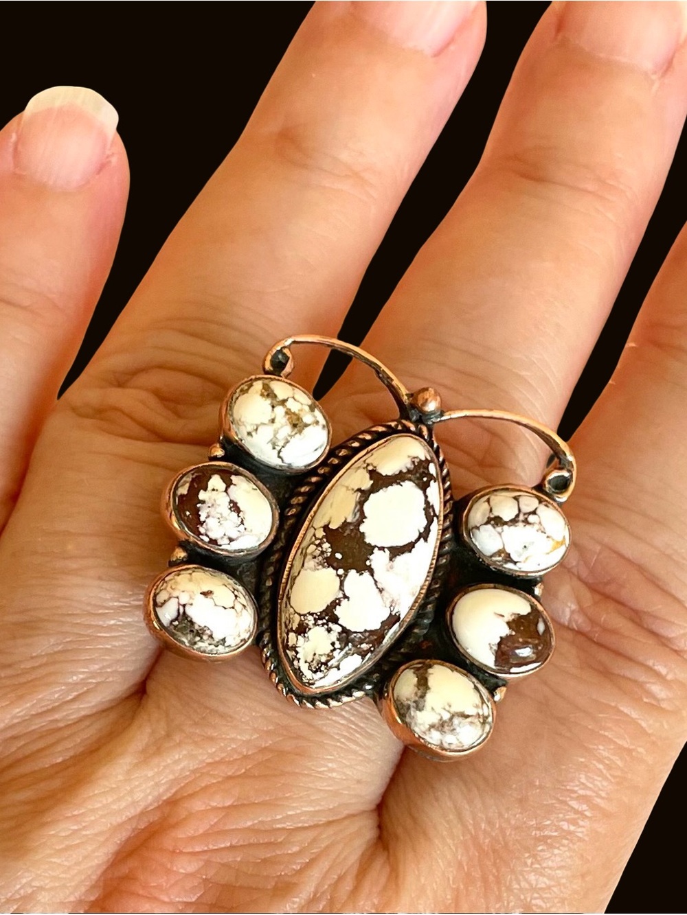 Wild Horse Jasper And Copper Adjustable Ring - Picture 2 of 8